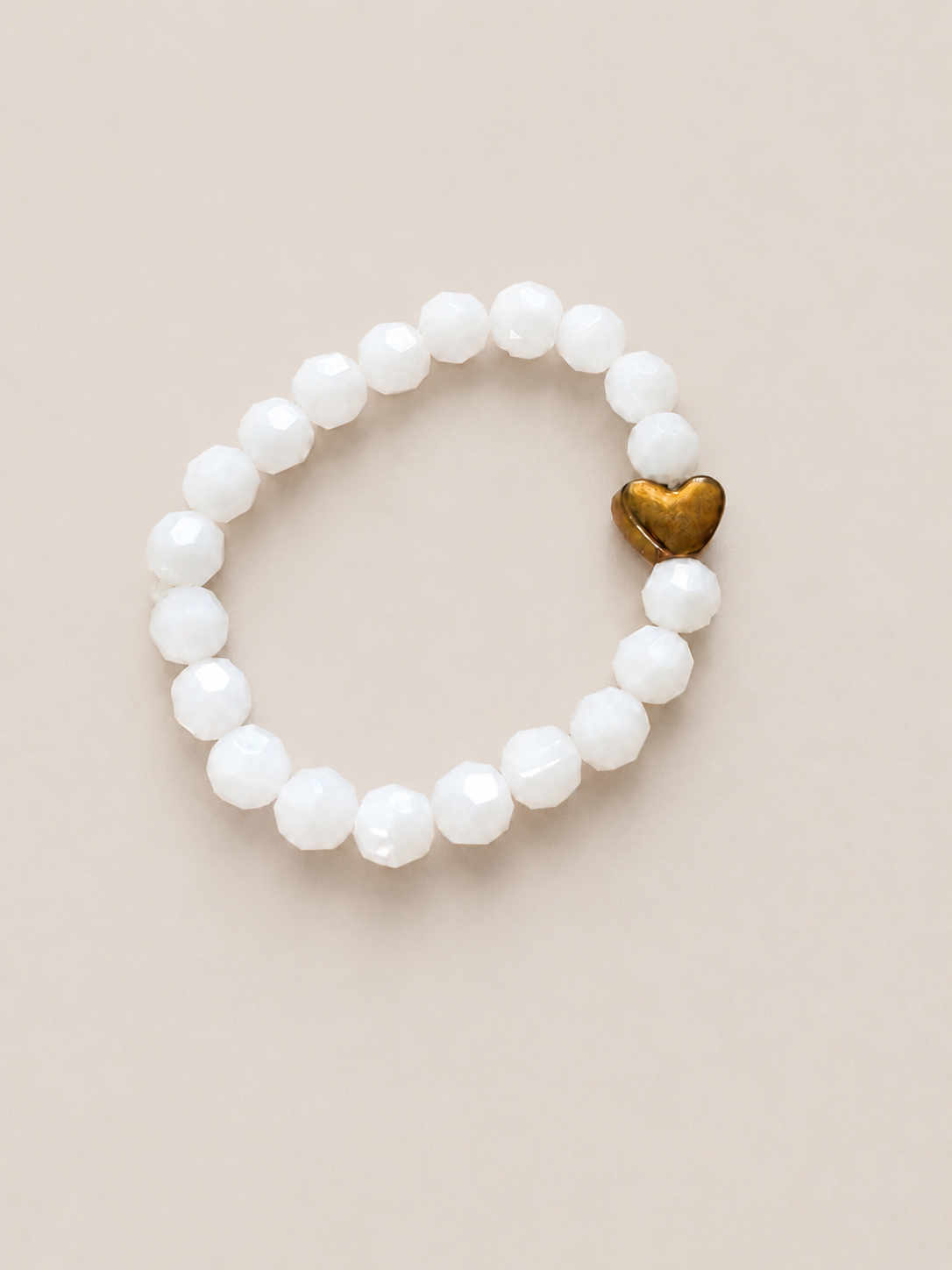 Faceted White and Gold Heart Bracelet