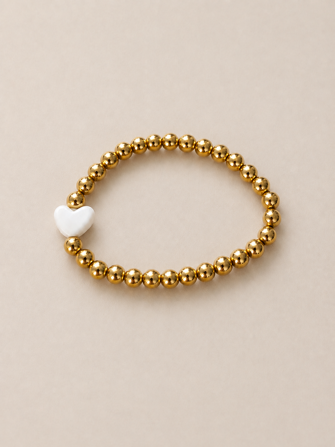 Gold and White Heart Bracelet